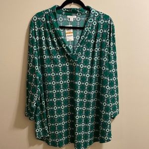 NWT 4X V neck Charter Club blouse